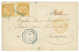 REUNION : 1868 10c AIGLE(x2) + CORR. D' ARMEES ST DENIS Sur Enveloppe Pour La FRANCE. TB. - Autres & Non Classés