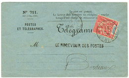 SENEGAL : 1906 10c Obl. DAKAR Sur TELEGRAMME Pour BORDEAUX. TTB. - Other & Unclassified