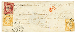 1854 FRANCE 1F CARMIN (n°6) TB Margé + 10c(n°13)x2 Avec Défauts Obl. PC 2468 + CURSIVE 21 PLOUBALAY Sur Enveloppe Pour S - Andere & Zonder Classificatie