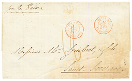 1857 COLONIES FRA LE HAVRE + OUTRE-MER LE HAVRE + Taxe 18 Sur Lettre Avec Texte (pd) Daté ST PIERRE Pour ST SERVAN. Comb - Autres & Non Classés