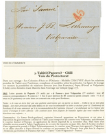 "TAHITI Pour Le CHILI" : 1861 Taxe 45 Rouge Sur Lettre Avec Texte De PAPEETE Pour VALPARAISO Au CHILI. Trés RARE. Superb - Other & Unclassified