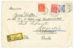 AUSTRIA : 1904 1 KR + 25h Canc. WIEN + CRETE 2d POSTAGE DUE Canc. XANIA On REGISTERED Envelope To RETIMO (CRETE) Redirec - Autres & Non Classés