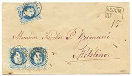ALEXANDRIA : 10 SOLDI(x3) Canc. ALEXANDRIEN + Boxed RECOM/N° On REGISTERED Envelope To METELINO. One Stamp With Fault. S - Oostenrijkse Levant