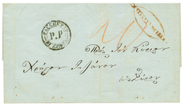 CRETE : 1857 Very Rare Maritime Cachet PACCHETTO DI CANEA / P.P On Entire Letter Datelined "XANIA" To GREECE. GREAT RARI - Levante-Marken