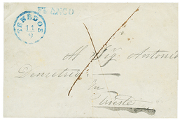 "TENEDOS" : TENEDOS + FRANCO In Blue On Cover To TRIESTE. Very Scarce. Vvf. - Levant Autrichien
