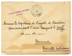 AUSTRALIA : 1893 CONSULAT DE FRANCE A SYDNEY On Envelope With Text To NOUMEA NEW CALEDONIA. Vf. - Autres & Non Classés