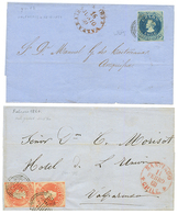 1859/60 2 Nice Covers From CHILE With 10c Or Pair 5c. Vvf. - Chili
