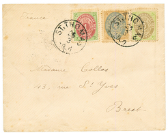 DANISH WEST INDIES : 1900 1c + 4c + 5c Canc. ST THOMAS On Envelope To BREST (FRANCE). Vf. - Denmark (West Indies)