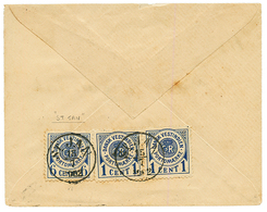 DANISH WEST INDIES - ST JAN : 1902 POSTAGE DUES 1c(x2) + 6c Canc. By Very Rare Cachet ST JAN On Reverse Of Taxed Envelop - Denmark (West Indies)