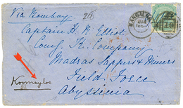 ETHIOPIA - INDIA To FIELD FORCE ABYSSINIA : 1868 INDIA 4a On Envelope From BANGALORE To FIELD FORCE ABYSSINIA Redirected - Ethiopia