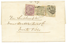 GREAT BRITAIN : 1885 1p + 5d Green + 6d (fault) On Entire Letter From MANCHESTER To MONTEVIDEO. RARE. Vvf. - Autres & Non Classés