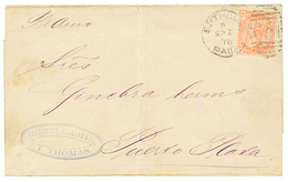 DANISH WEST INDIES : 1876 4d Vermillon(pl. 15) Small Fault Canc. C 51 + ST THOMAS PAID On Cover To PORTO-RICO. Very Rare - Andere & Zonder Classificatie