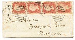 "PANAMA TRANSIT" : 1880 1d(x4) Canc. C35 + PANAMA-TRANSIT On Envelope (reduced At Base) From H.M.S SHANNON To GREAT BRIT - Andere & Zonder Classificatie