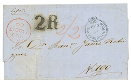 1857 CROWN CIRCLE PAID AT SAN JUAN PORTO RICO On Entire Letter To VIGO (SPAIN). Superb. - Autres & Non Classés