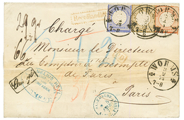 ALLEMAGNE : 1874 7K + 9K + 18K Canc. WORMS + CHARGE + RECOMMANDIRT On REGISTERED Cover (Triple Rate) To FRANCE. HENNIES  - Autres & Non Classés