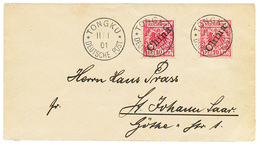 CHINA : 1901 10pf(n°1I) + 10pf(n°1II) Canc. TONGKU On Envelope To GERMANY. Nice Combination. Superb. - China (offices)