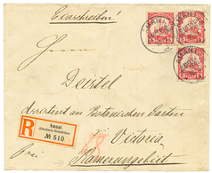 "AMANI Via ITALY To CAMEROONS" : 1904 DOA 5p(x3) Canc. AMANI On REGISTERED Envelope To "BOTANISCHEN GARTEN, VICTORIA KJA - Deutsch-Ostafrika