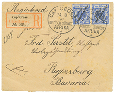 DSWA : 1897 20pf(x2) Canc. CAP CROSS On REGISTERED Envelope To BAVARIA. Superb. - Africa Tedesca Del Sud-Ovest