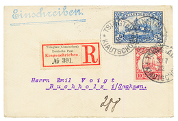 KIAUTSCHOU : 1902 2 MARK + 10pf Canc. TSINGTAU On REGISTERED Envelope To GERMANY. Signed SCHIMDT. Vvf. - Kiaochow