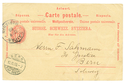 MARIANES : 1900 SWITZERLAND P./Stat 10c (crease) Canc. SAIPAN MARIANEN To BERN (SWITZERLAND). Verso, SINGAPORE TO HONG-K - Islas Maríanas
