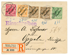 MOROCCO : 1900 3pf(x2)+ 5pf+ 10f+ 25pf Canc. RABAT MAROCCO On REGISTERED Cover To GERMANY. Vvf. - Marokko (kantoren)