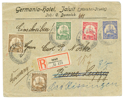 MARSHALL : 1910 3pf(x2) + 5pf+ 10pf + 20pf Canc. JALUIT On REGISTERED Envelope (GERMANIA HOTEL JALUIT) To GERMANY. Scarc - Marshalleilanden