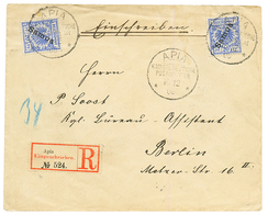 SAMOA : 1900 20pf(n°4)x2 Canc. APIA On REGISTERED Envelope To GERMANY. Signed LANTELME. Vf. - Samoa