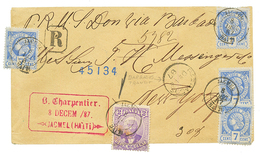 HAITI : 1887 2c + 7c(x4) Canc. JACMEL + Transit BARBADOS On Envelope To NEW YORK (USA). Some Faults. Vf. - Haïti