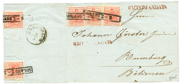 LOMARDO-VENETIA : 15c(x5) Canc. MILANO + RACCOMANDATA On Front + Reverse Of Letter To RUMBURG (BÖHMEN). All Stamps With  - Zonder Classificatie