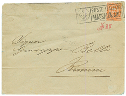 ERITREA : 1898 ERITREA 20c Canc. T.P.O Boxed POSTE ITALIANE/ MASSUA - ADEN On Envelope (fault On Reverse) To ITALY With  - Non Classificati