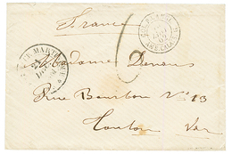 "JAMAICA Via MARTINIQUE" : 1862 Cachet MARTINIQUE + "6" Tax Marking On Envelope With Text Datelined "VAISSEAU LE MASSENA - Giamaica (...-1961)