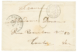 "JAMAICA Via MARTINIQUE" : 1862 Cachet MARTINIQUE + "6" Tax Marking On Envelope With Text Datelined "VAISSEAU LE MASSENA - Jamaica (...-1961)