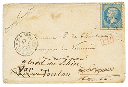 JAPAN : 1867 FRANCE 20c(n°22) Canc. Anchor + Extremely Scarce Military Cachet CORR. D' ARM. LIG. S FR N°1 On Envelope Wi - Altri & Non Classificati