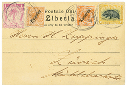 LIBERIA : 1900 LIBERIA 1c + 2c + GERMAN CAMEROONS 3pf + 25pf Canc. DEUTSCHE SEAPOST WESTAFRIKA On Card From CAPE PALMAS  - Liberia