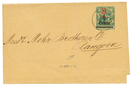 MAURITIUS : 1899 Postal Stationery 3 On 4c To RANGOON (BURMA). Verso, Cds TUTICORIN. Vf. - Mauritius (...-1967)