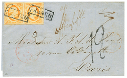 1864 Superb Pair 15c Canc. FRANCO + "AFFRANCHISSEMENT INSUFFISANT" + "12" Decimes Tax Marking On Entire Letter To PARIS( - Autres & Non Classés
