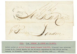 CURACAO - BRITISH PACKET AGENCY : 1812 "FLEURON" Cachet CURACAO On Entire (no Text) Datelined "25 May 1812" To LONDON. R - Curaçao, Nederlandse Antillen, Aruba