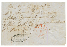 CURACAO : 1862 CURACAO In Red + FORWARDING AGENT Cachet POLNY/ PUERTO CABELLO On Entire Letter Datelined "BARQUISIMETO ( - Curaçao, Nederlandse Antillen, Aruba