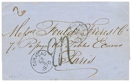 CURACAO : 1870 CURACAO + 24 Tax Marking (double Rate) + POSS. NEER. AMB. CALAIS On Cover To FRANCE. Vvf. - Curaçao, Antilles Neérlandaises, Aruba