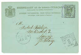 CURACAO - SABBA : 1892 P./Stat 7 1/2c Canc. SABBA + ST EUSTATIUS To GERMANY. Scarce. Vvf. - Niederländische Antillen, Curaçao, Aruba