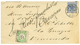 CURACAO : 1892 GERMANY 20pf Canc. HAMBURG On Envelope To LA GUAYRA (VENEZUELA) Redirected To CURACAO. The Envelope Was T - Curaçao, Antille Olandesi, Aruba