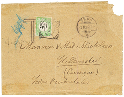 CURACAO : 1894 50c POSTAGE DUE Canc. CURACAO On Unstanped Envelope From THUN (SWITZERLAND). Tear At Right. Scarce. Vf. - Curaçao, Nederlandse Antillen, Aruba