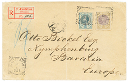 1897 1Gl50 + 2Gl50 Canc. ST EUSTATIUS On REGISTERED Envelope To BAVARIA. Very Stamps On Letters. Vvf. - Curacao, Netherlands Antilles, Aruba