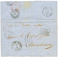 FRENCH GUIANA Via PARAMARIBO : 1857 PARAMARIBO + GB/1F60 Exchange Marking + DEMERARA (verso) On Entire Letter From CAYEN - Suriname ... - 1975