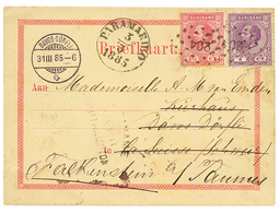 SURINAME : 1885 2 1/2c (small Fault) + 5c Canc. 204 + PARAMARIBO On Card To SWITZERLAND. Scarce. Vf. - Surinam ... - 1975