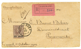 SURINAME - CORONIE : 1900 25c On 40c Canc. CORONIE On REGISTERED Envelope To PARAMARIBO. Scarce. Vvf. - Suriname ... - 1975