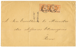 SURINAME : 1901 25c S/ 50c(x3) Canc. PARAMARIBO On Envelope To ROME (ITALY). Verso, CONSOLATO D' ITALIA PARAMARIBO Cache - Suriname ... - 1975