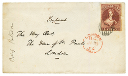 NEW ZEALAND : 1864 6d With 4 Large Margins Canc. On Envelope To ENGLAND. Vf. - Andere & Zonder Classificatie