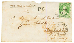 NEW ZEALAND To PRUSSIA : 1866 1 SHILLING On Envelope (small Fault At Top) To PRUSSIA. RPS Certificate (2006). Vf. - Other & Unclassified