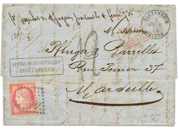 "JAFFA Via ALEXANDRIE" : 1873 FRANCE 80c Canc. GC 5080 + ALEXANDRIE EGYPTE + "12" Tax Marking On Entire Letter Datelined - Palestina